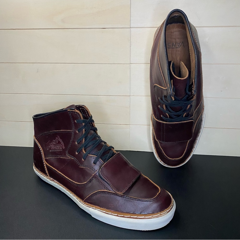 Vans Brown High-Top Sneakers Premium Leather Casual - Picture 12 of 12